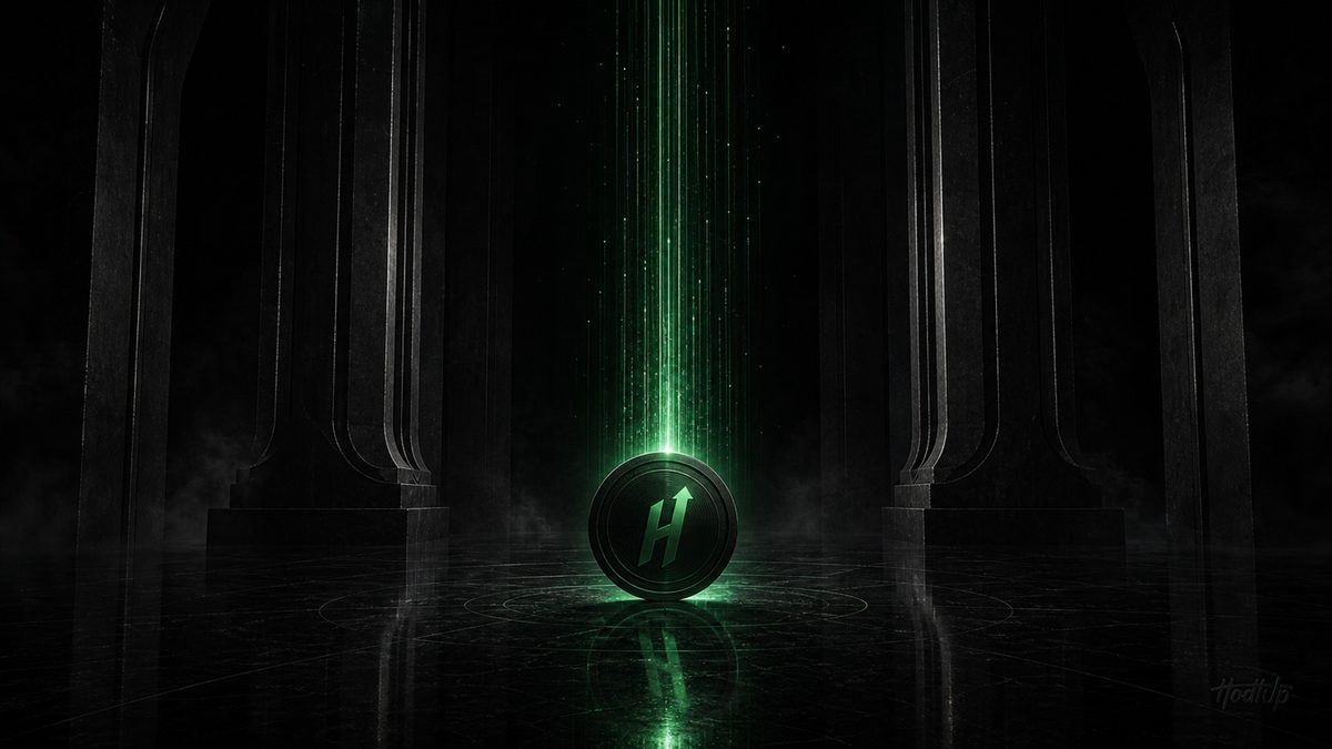 A dark coin beneath a cascading stream of green light, representing yield earned on stablecoins